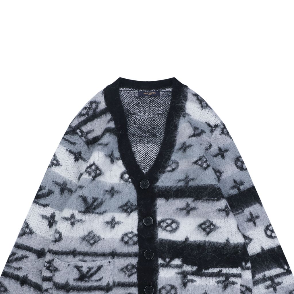 Louis Vuitton Seamless Computer-Knit Grey Cardigan