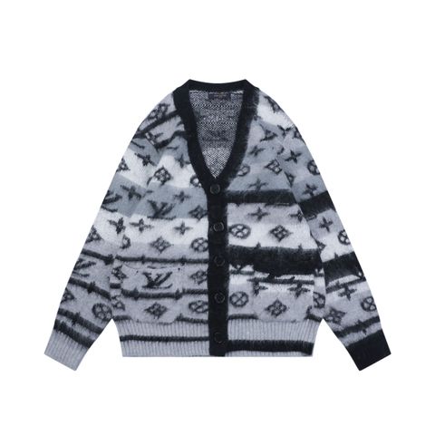 Louis Vuitton Fog Grey Monogram Cardigan Sweater