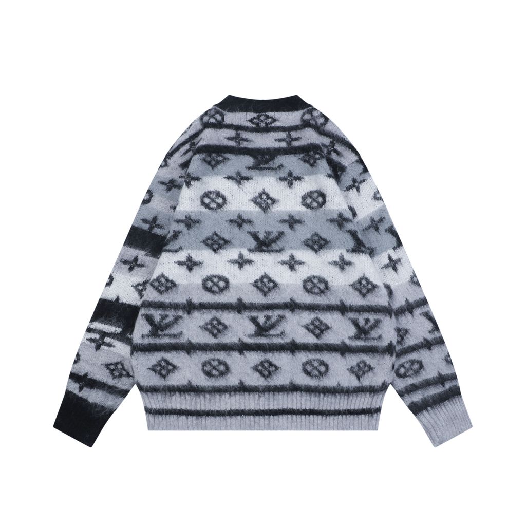 Louis Vuitton Fog Grey Monogram Cardigan Sweater