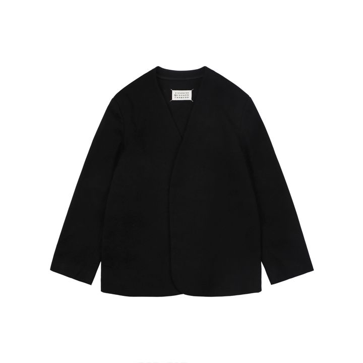 MM6 Maison Margiela Collarless Wool Blend Blazer