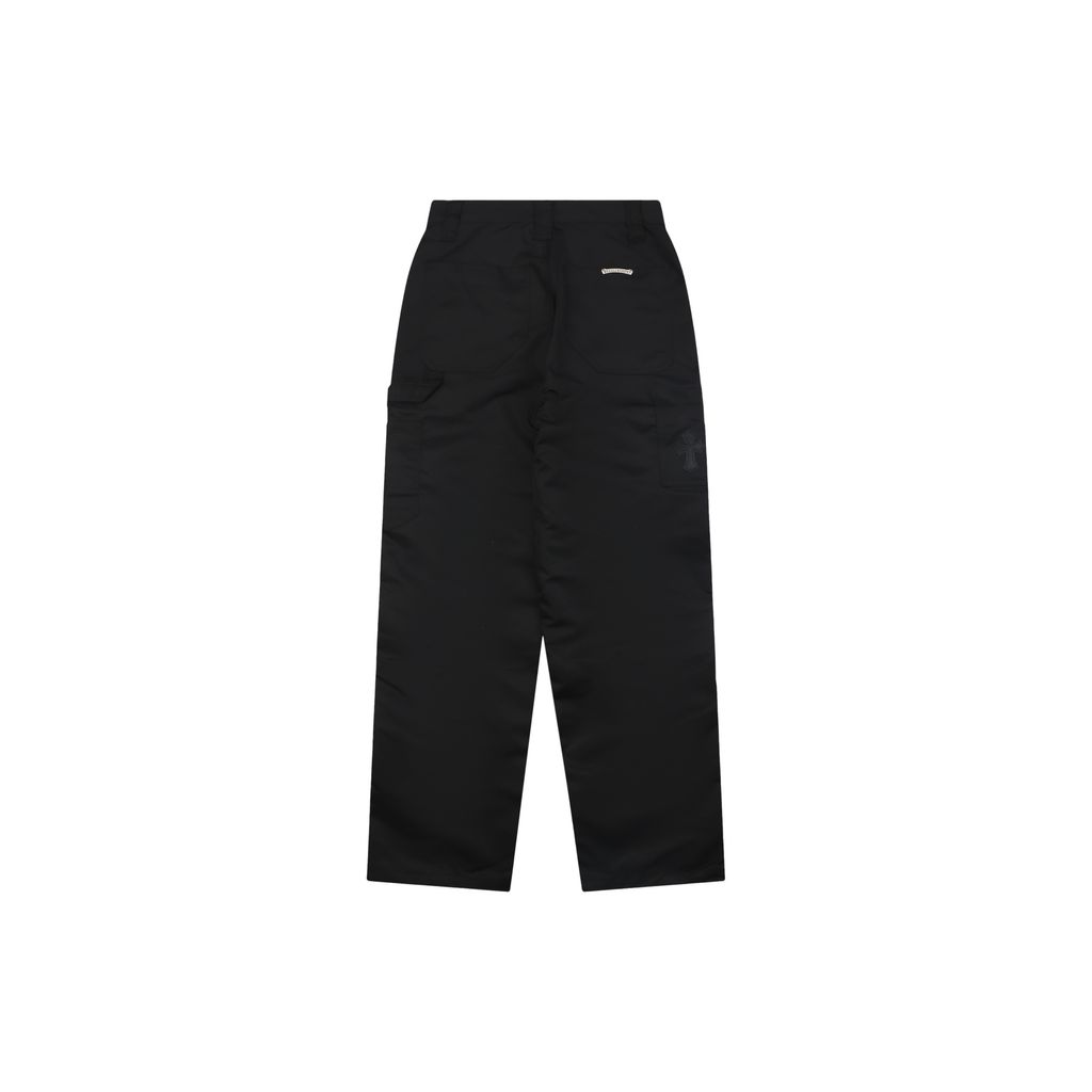 Chrome Hearts Black Leather Patch Carpenter Pants