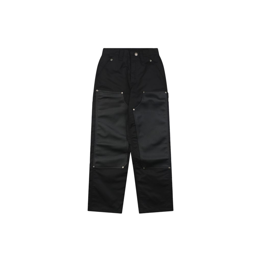 Chrome Hearts Black Leather Patch Carpenter Pants