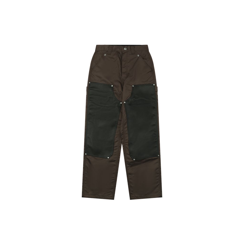 Chrome Hearts Khaki Leather Patch Carpenter Pants