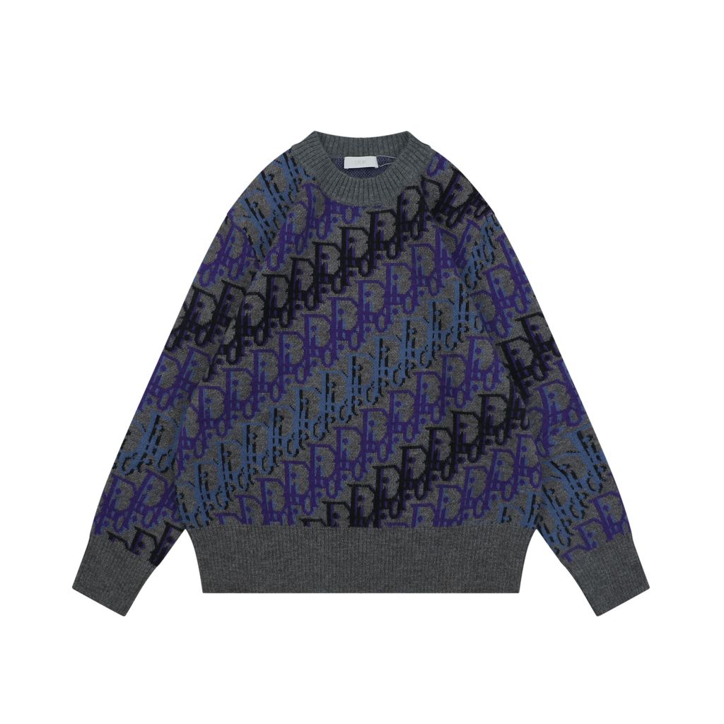 Christian Dior Blue Purple All-Over Crewneck Sweater
