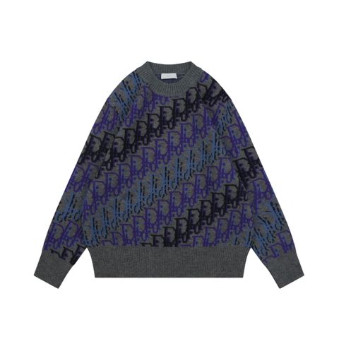 Christian Dior Blue Purple All-Over Crewneck Sweater