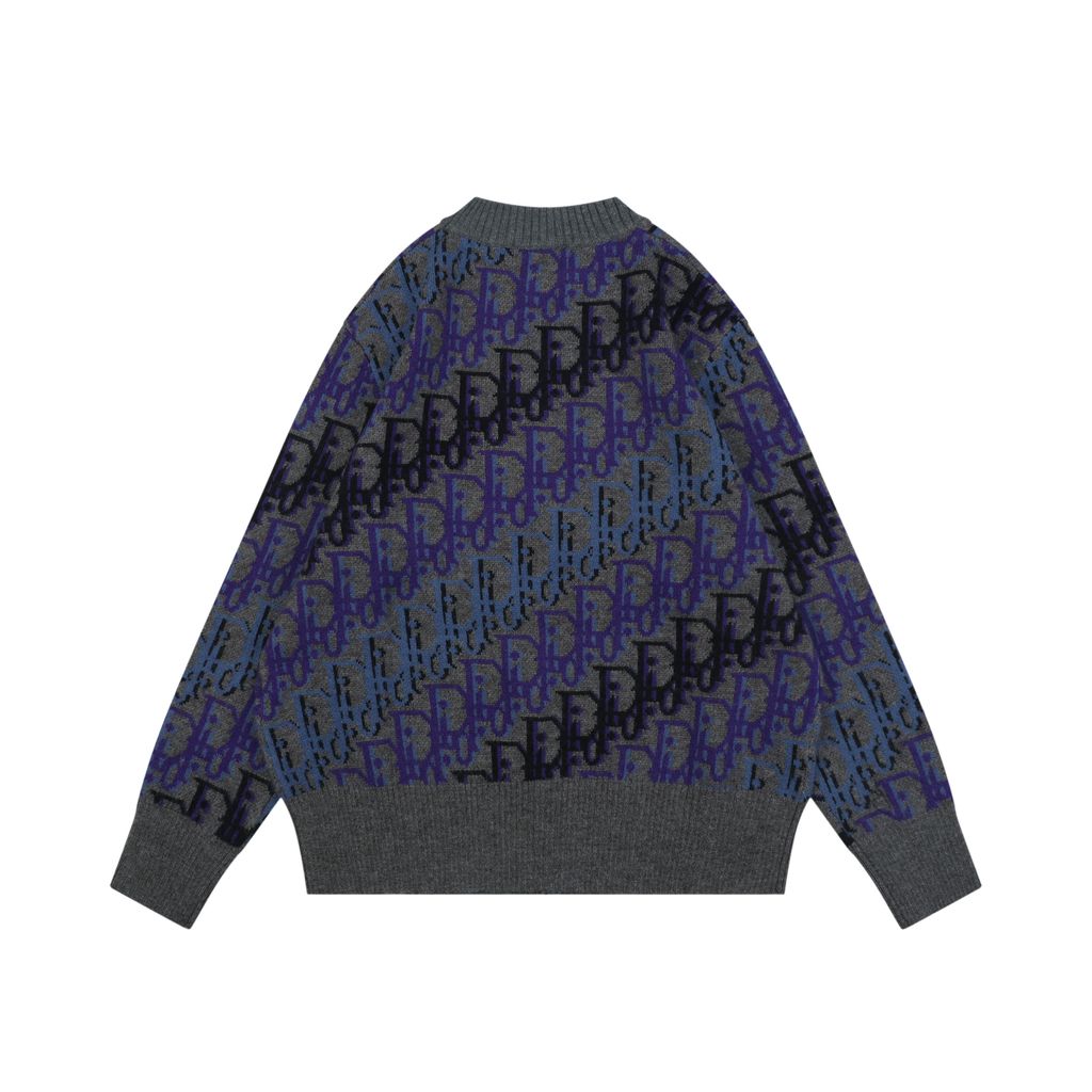 Christian Dior Blue Purple All-Over Crewneck Sweater