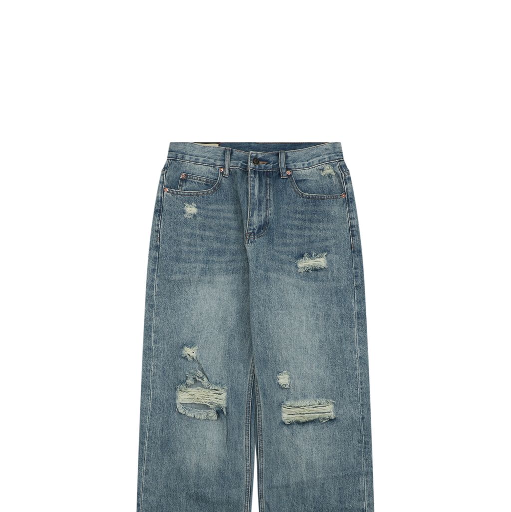 Gucci 12.2oz Heavy Washed Ripped Denim Pants