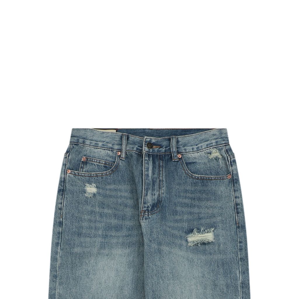 Gucci 12.2oz Heavy Washed Ripped Denim Pants