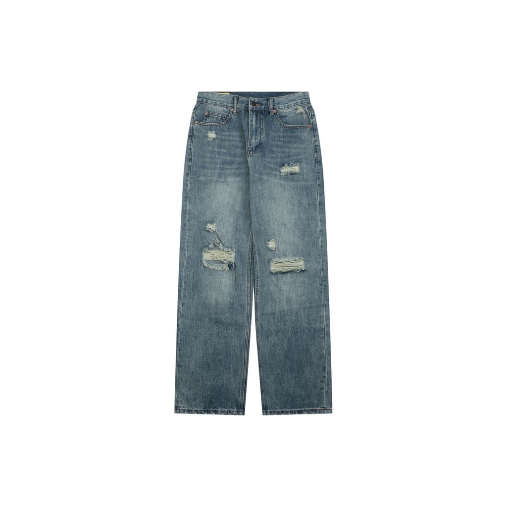 Gucci Black Leather Patch Distressed Denim Jeans