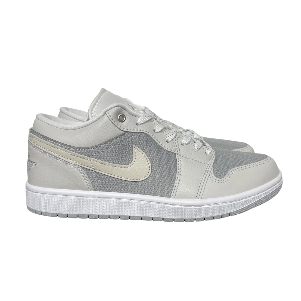 Shop Air Jordan 1 Low SE IO2049-100 in Off-White, Soft Pearl and Light Smoke Grey with genuine leather, Air-Sole cushioning and solid rubber traction.