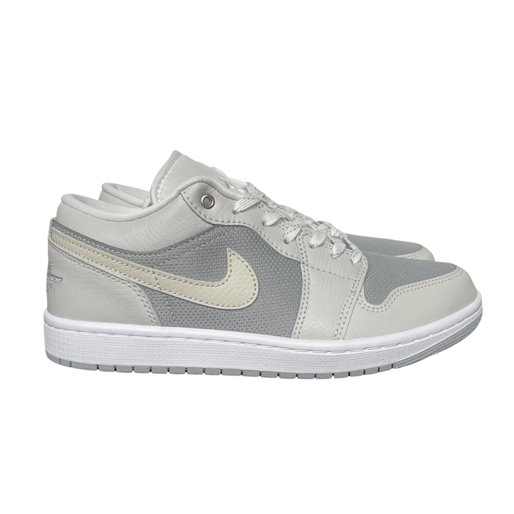 Shop Air Jordan 1 Low SE IO2049-100 in Off-White, Soft Pearl and Light Smoke Grey with genuine leather, Air-Sole cushioning and solid rubber traction.