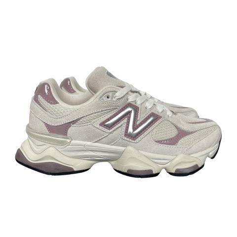 Shop New Balance 9060 U906068H in Sea Salt and Linen with suede and mesh construction, metallic silver branding, ABZORB and SBS cushioning.