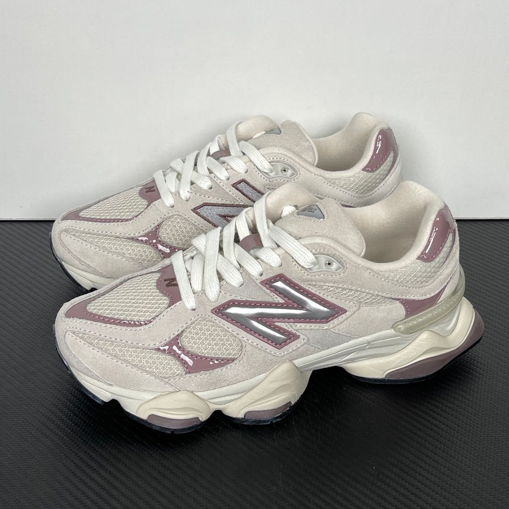 Shop New Balance 9060 U906068H in Sea Salt and Linen with suede and mesh construction, metallic silver branding, ABZORB and SBS cushioning.
