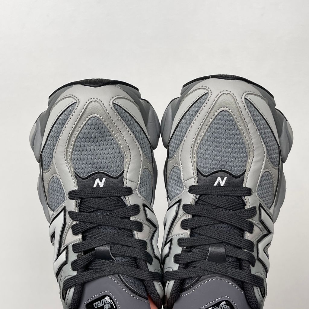 Shop New Balance 9060 U90609XS in Slate Grey and Harbor Grey with mesh and suede upper, ABZORB and SBS cushioning, CR heel device and sculpted Y2K styling.