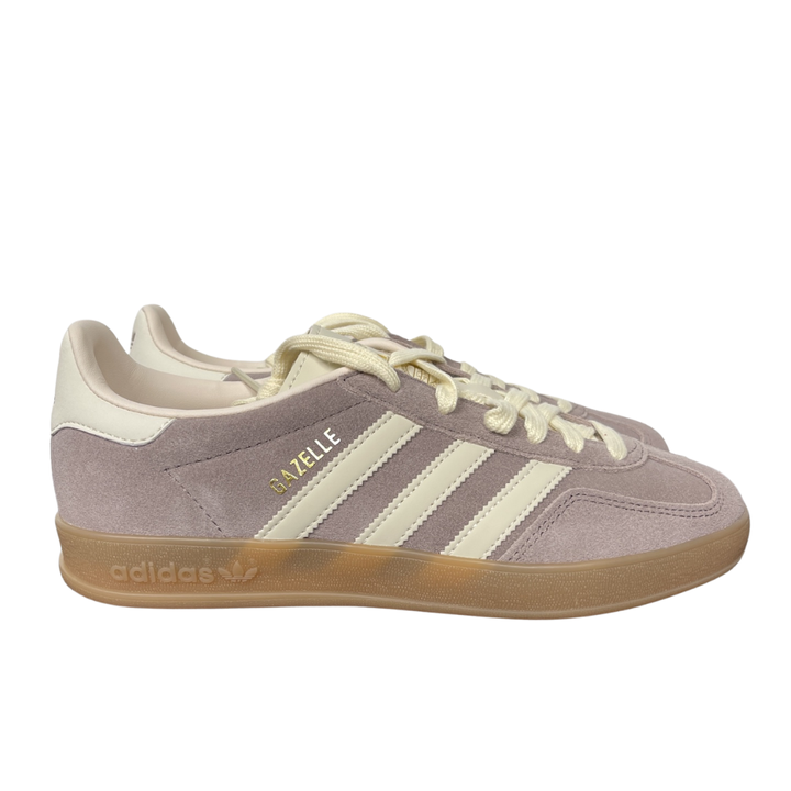 Shop adidas Gazelle Indoor KI2252 in Trace Brown, Warm Vanilla and Gum with premium suede upper, nubuck details, soft lining and translucent rubber outsole.