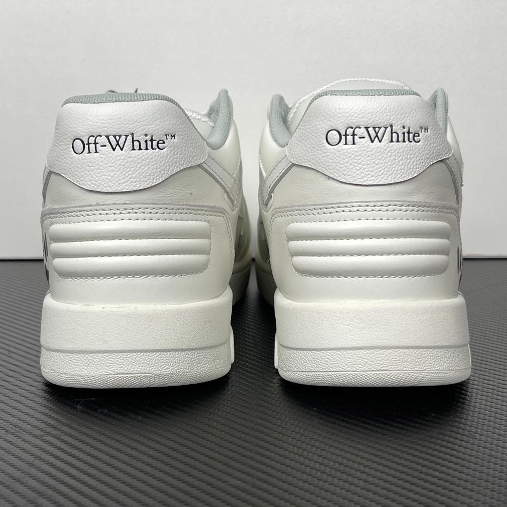 Shop OFF-WHITE Out Of Office For Walking OWIA259C99LEA110110 in White and Black with leather-led construction, Arrow branding, slogan graphic and rubber outsole.