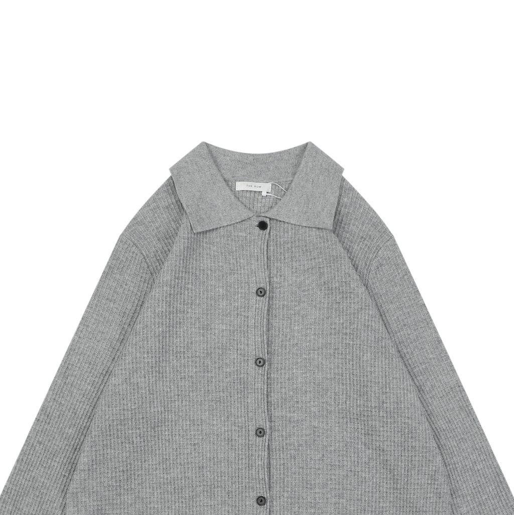 The Row Grey Heathered 14-Gauge STOLL Knit Cardigan