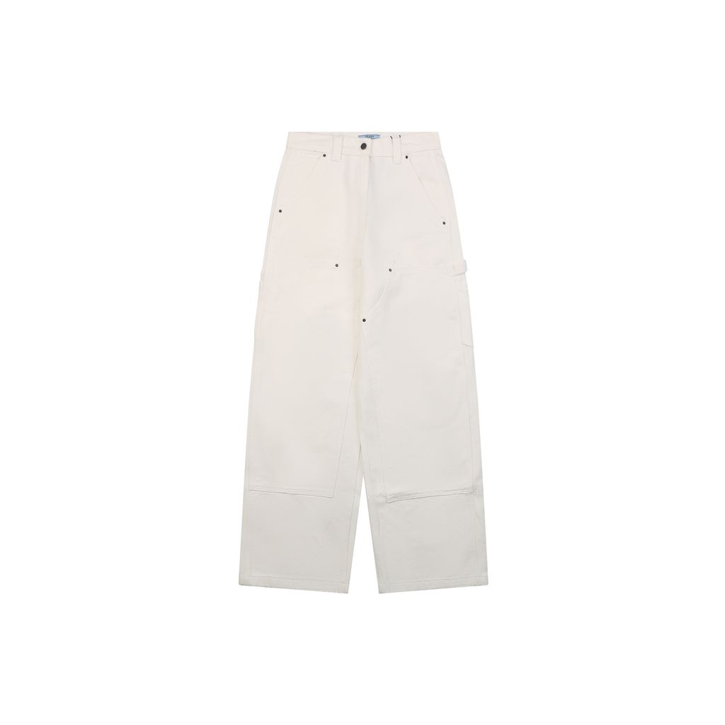 Prada Rear Pocket Triangle Leather Patch Carpenter Jeans