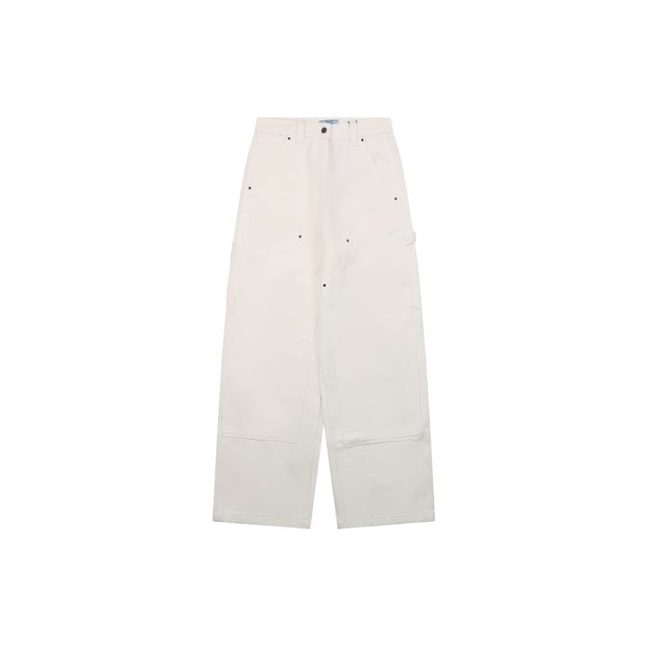 Prada Rear Pocket Triangle Leather Patch Carpenter Jeans