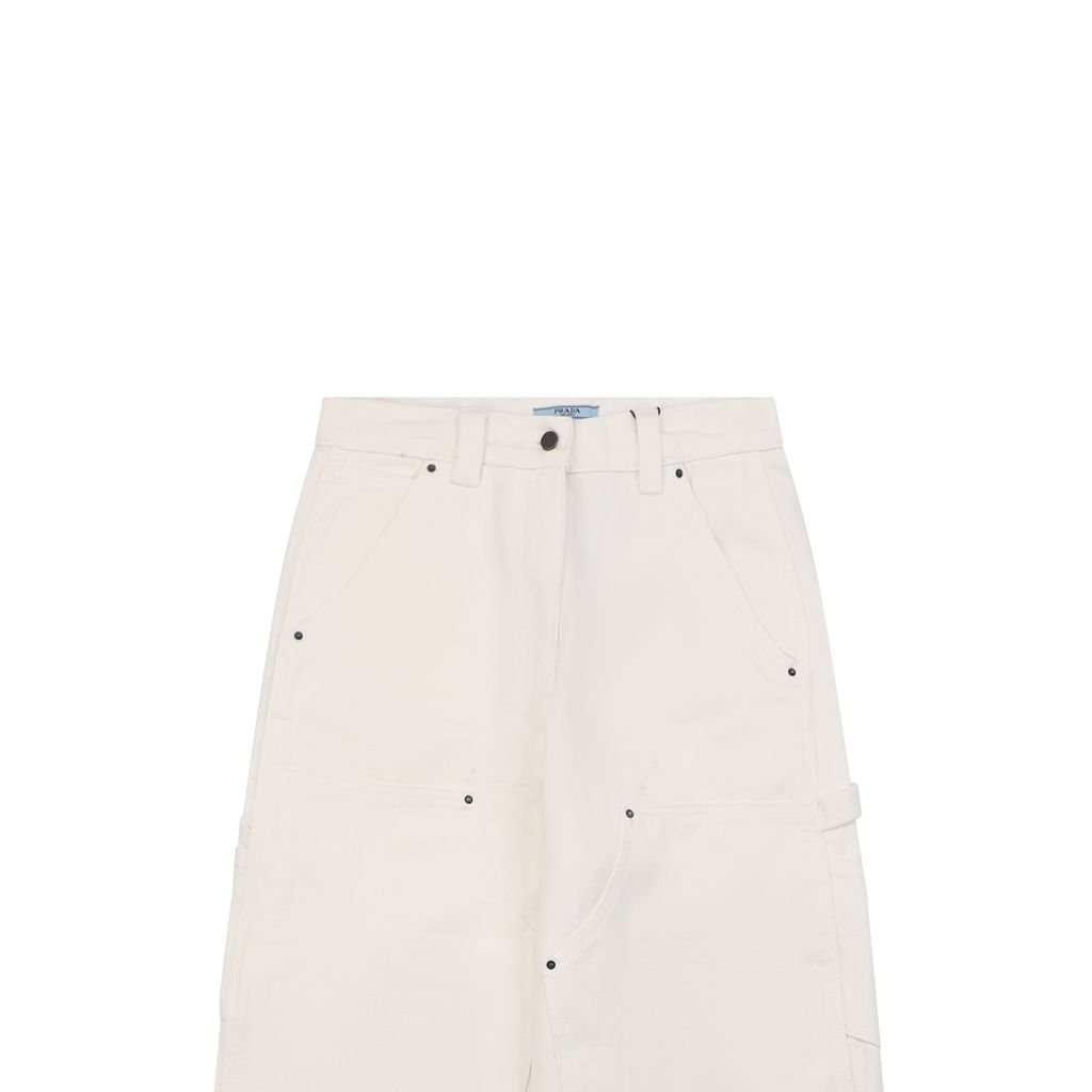 Prada Distressed Twill Canvas Denim Pants