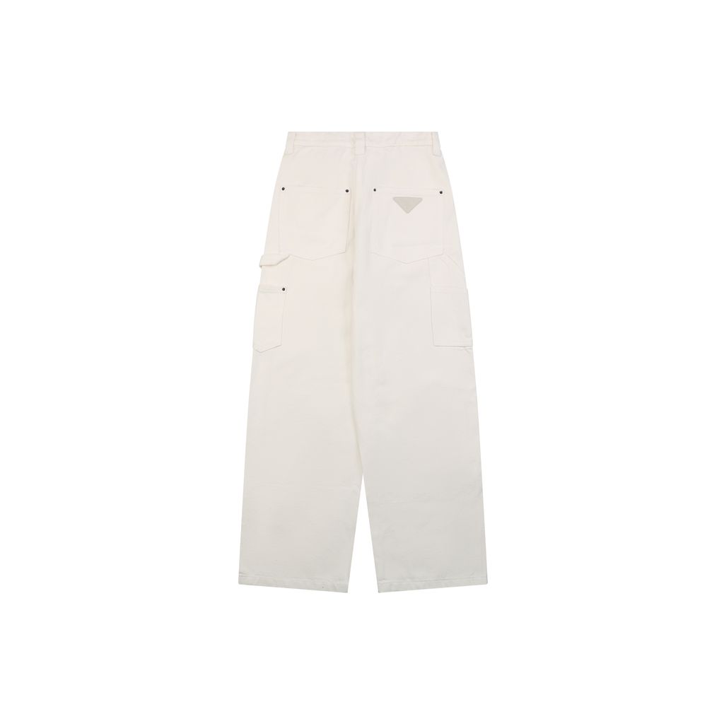 Prada Rear Pocket Triangle Leather Patch Carpenter Jeans