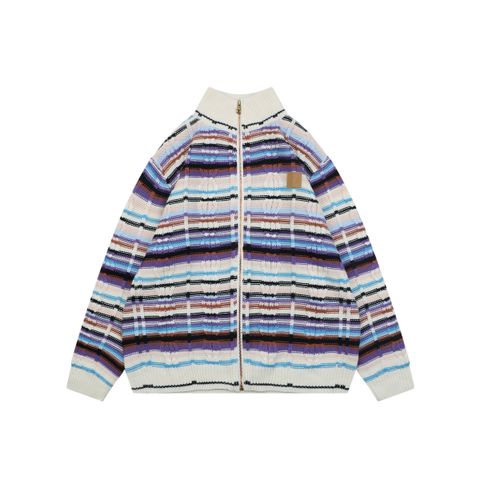 Louis Vuitton Color Stripe High-Neck Knit Jacket