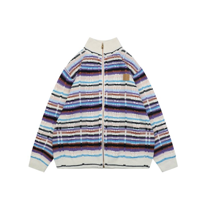 Louis Vuitton Color Stripe High-Neck Knit Jacket