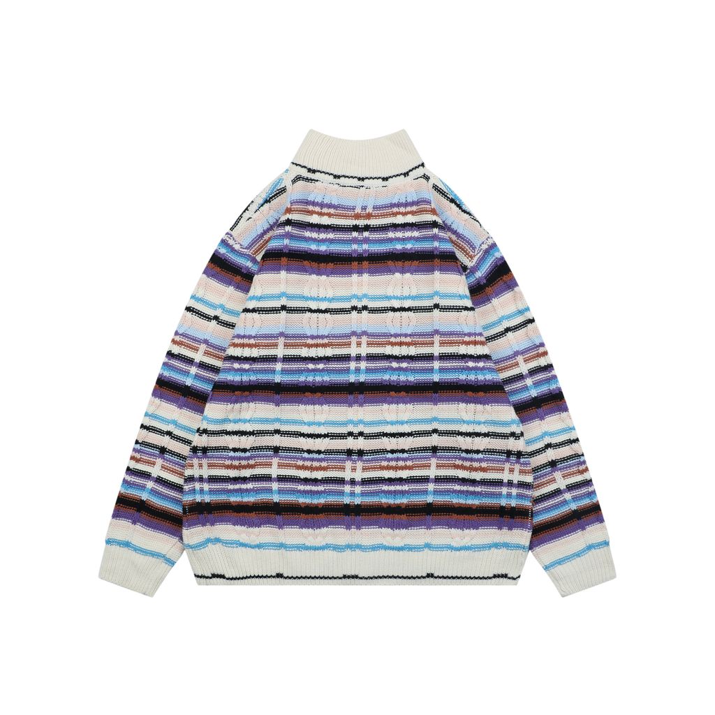 Louis Vuitton Color Stripe High-Neck Knit Jacket