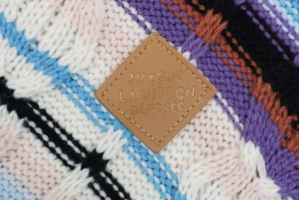 Louis Vuitton Oversized Gold Zip Striped Knit Jacket