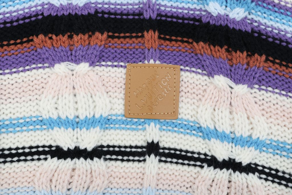 Louis Vuitton Oversized Gold Zip Striped Knit Jacket