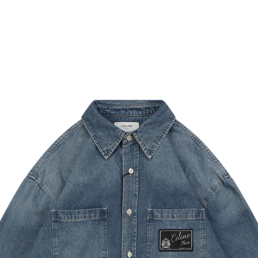 CELINE Vintage Sanded Denim Overshirt