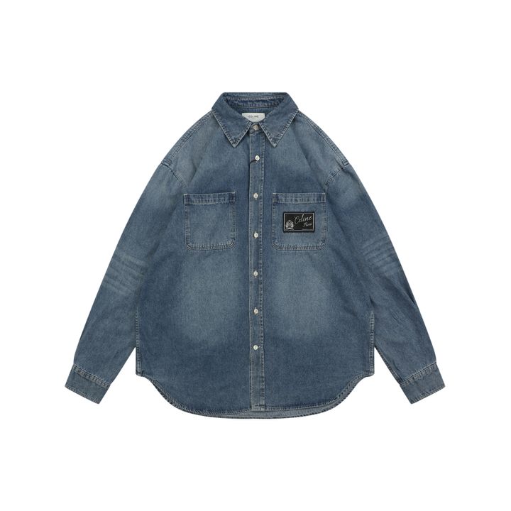 CELINE CL Signature Denim Long Sleeve Shirt