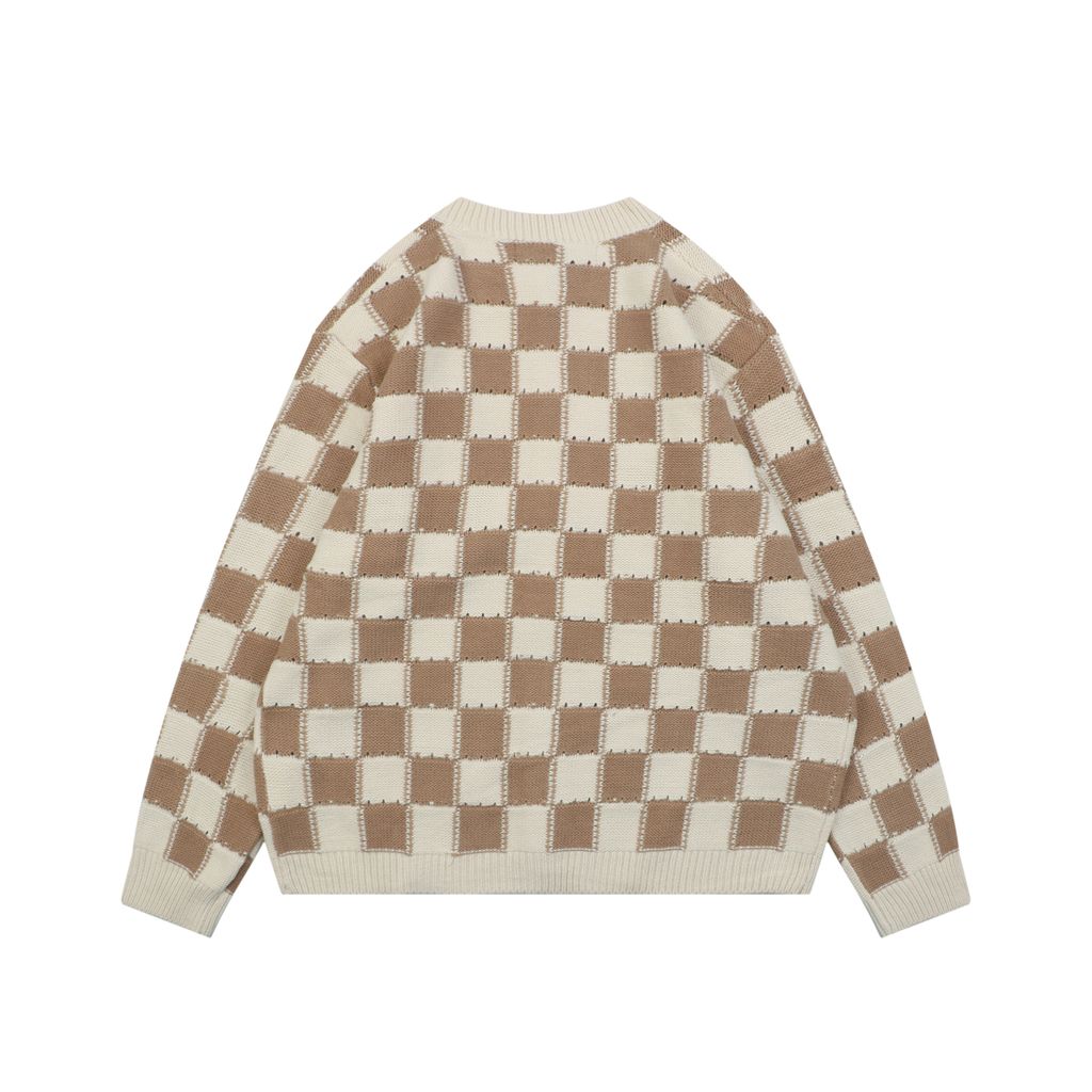 Louis Vuitton Beige Khaki Checkerboard Cardigan