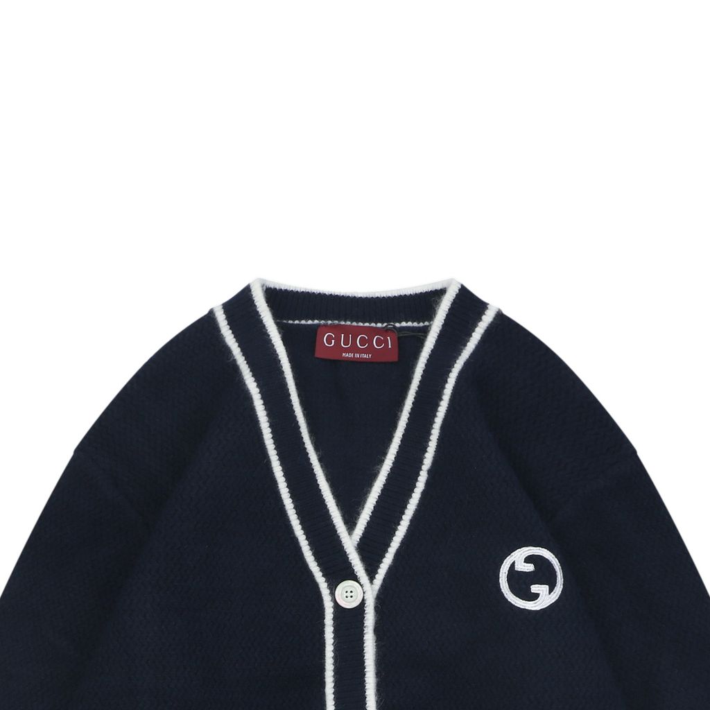 Gucci White Placket Seamless Knit Cardigan