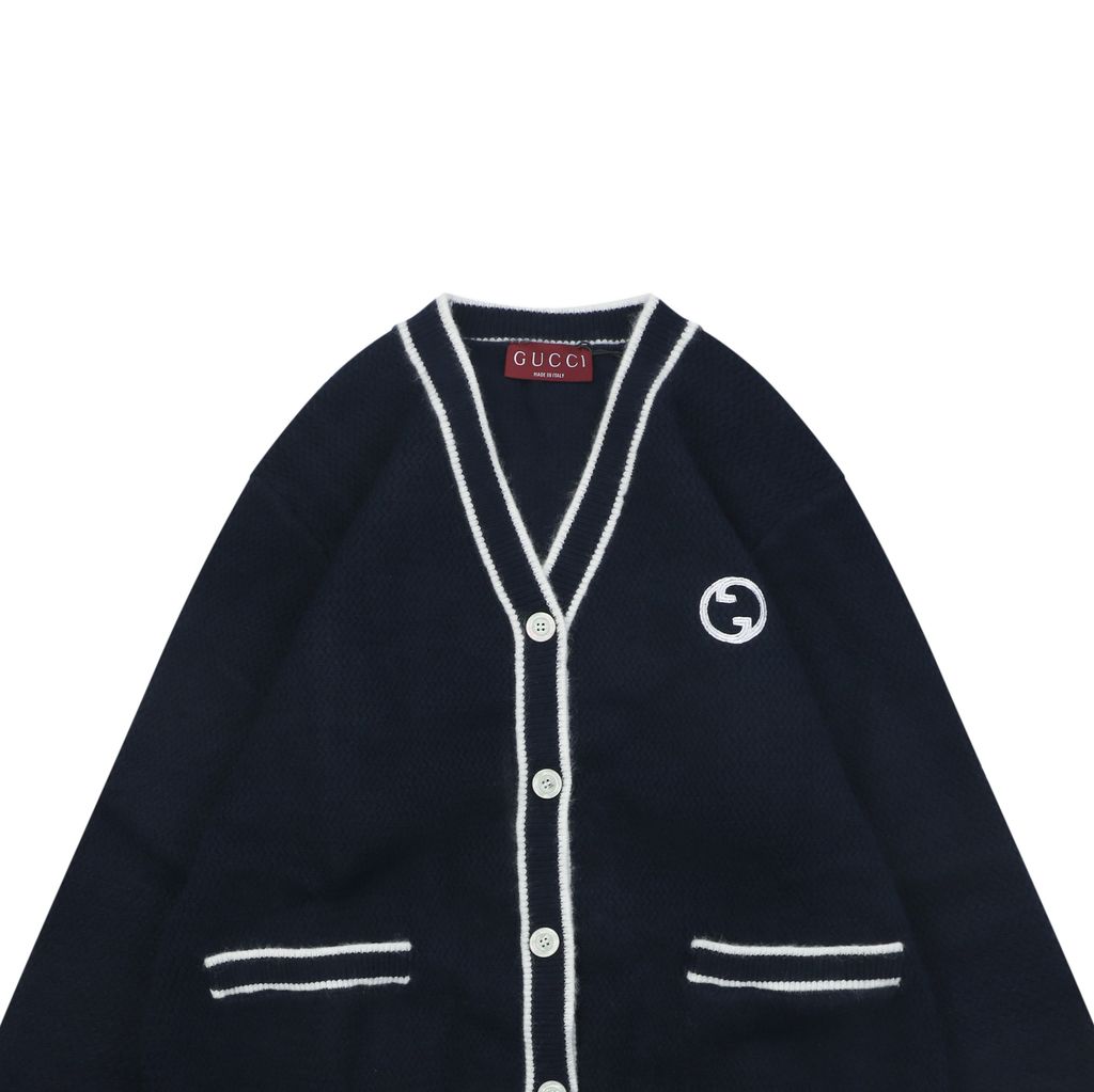 Gucci White Placket Seamless Knit Cardigan