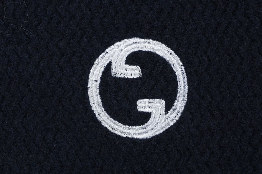 Gucci Relaxed Navy Double G Knit Outerwear