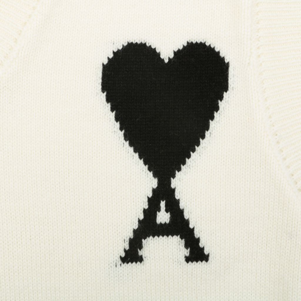 AMI Paris Beige Heart Intarsia Knit Vest