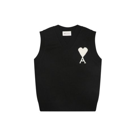 AMI Paris Heart Knit Vest Black