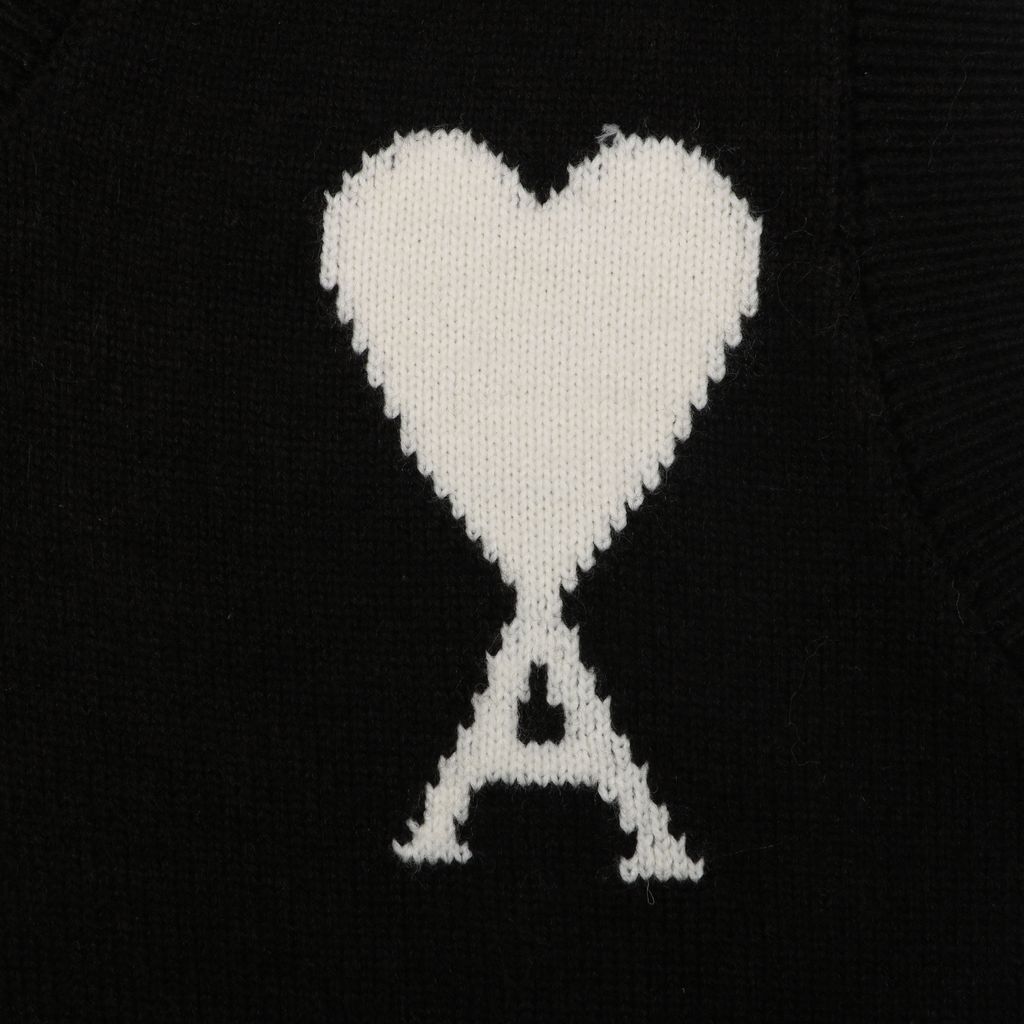 AMI Paris Black Heart Intarsia Knit Vest