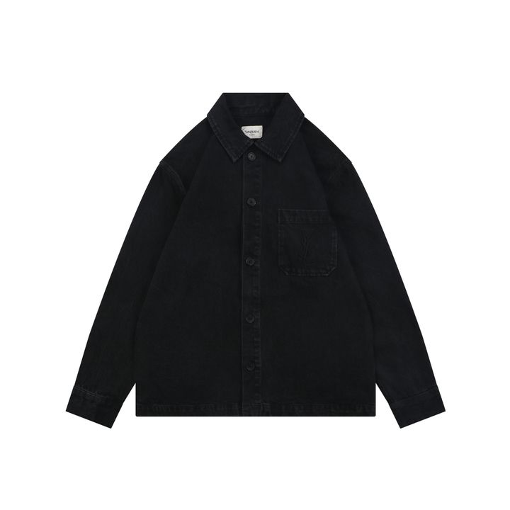 YSL Tonal Pocket Letter Embroidered Shirt Jacket