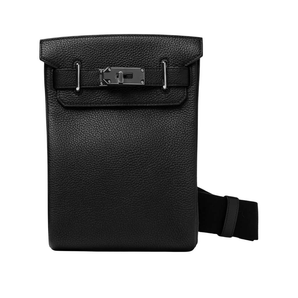Hermès Hac a Dos PM H083589CK89 Noir Togo calfskin backpack Hermès Hac a Dos PM Black Togo palladium hardware crossbody backpack Hermès H083589CK89 Noir Togo leather backpack adjustable canvas strap