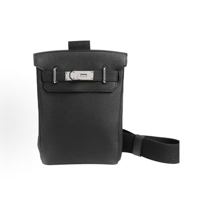 Hermès Hac a Dos PM H083589CK89 Noir Togo calfskin backpack Hermès Hac a Dos PM Black Togo palladium hardware crossbody backpack Hermès H083589CK89 Noir Togo leather backpack adjustable canvas strap