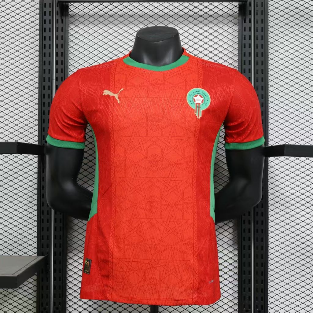 Morocco Red Home Player Version Football Jersey