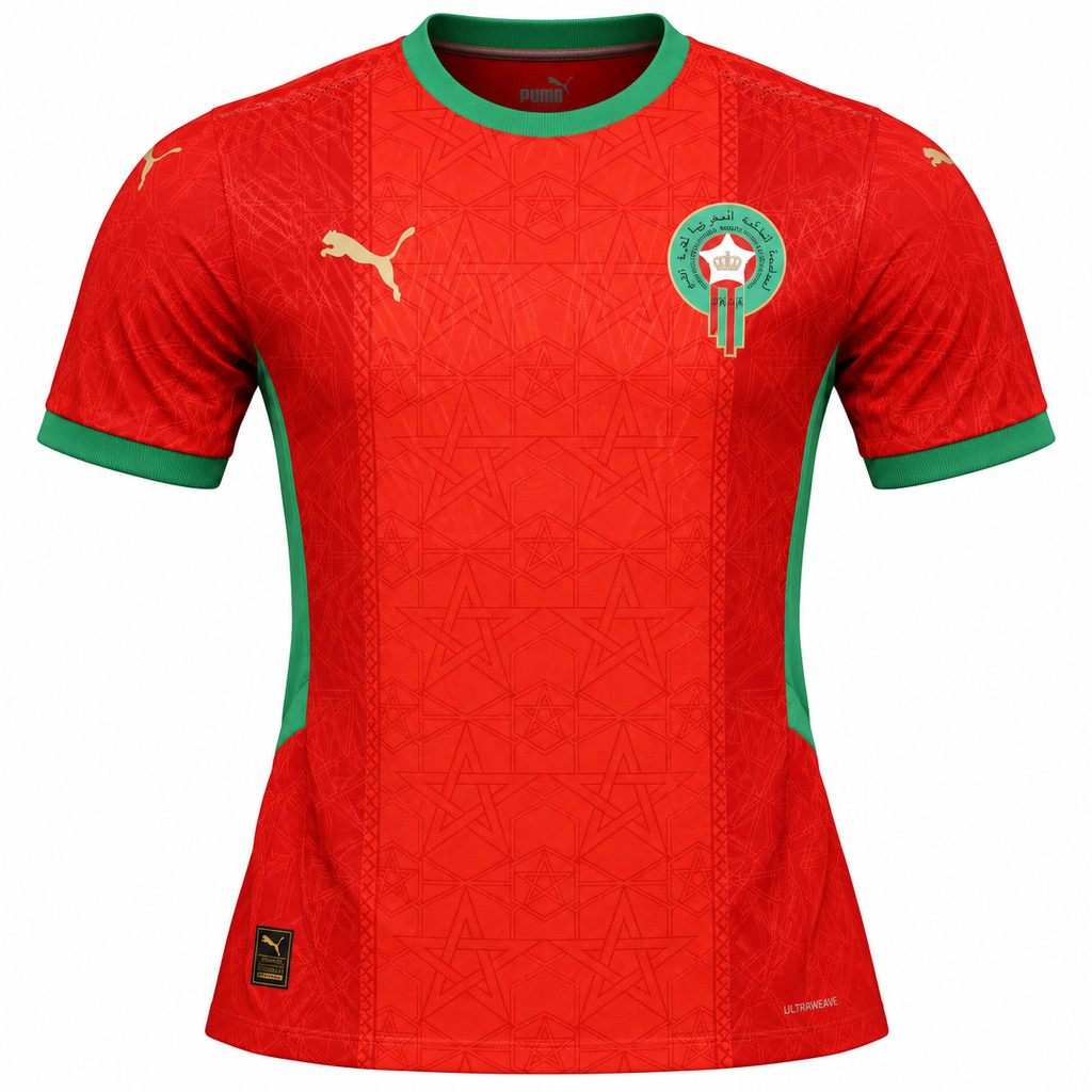 Morocco Red Home Player Version Football Jersey