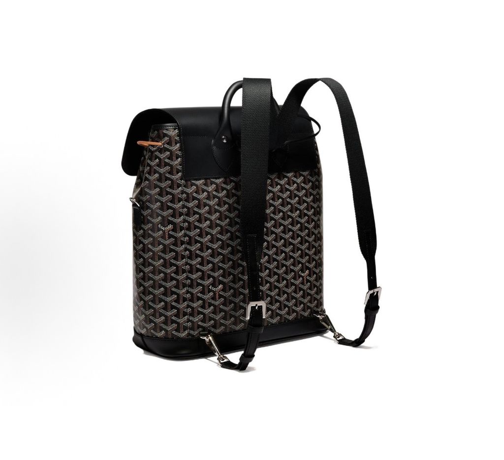 Goyard Alpin MM Backpack ALPIN2MMLTY01CL01P Black Goyardine canvas Goyard Alpin MM Black backpack Goyardine canvas Clamecy cowhide palladium hardware Goyard ALPIN2MMLTY01CL01P Black Alpin MM backpack 15 inch padded interior pocket