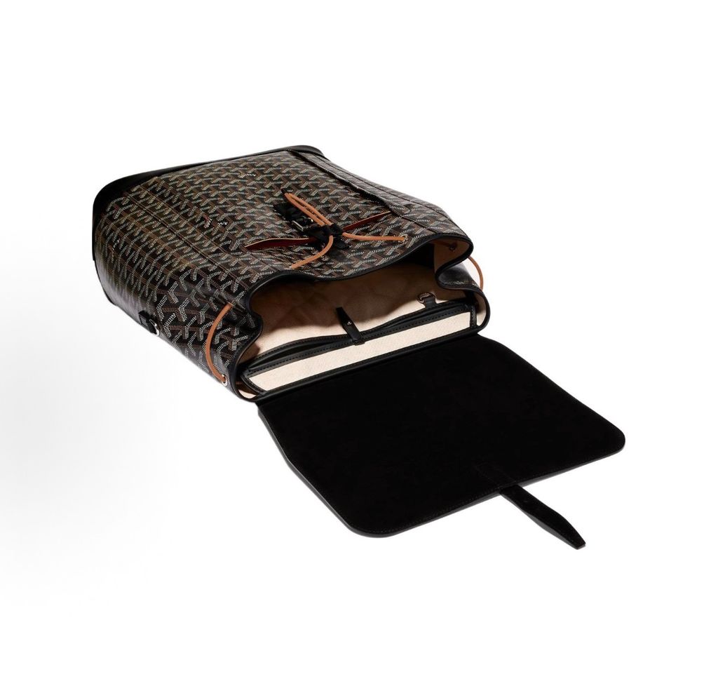 Goyard Alpin MM Backpack ALPIN2MMLTY01CL01P Black Goyardine canvas Goyard Alpin MM Black backpack Goyardine canvas Clamecy cowhide palladium hardware Goyard ALPIN2MMLTY01CL01P Black Alpin MM backpack 15 inch padded interior pocket