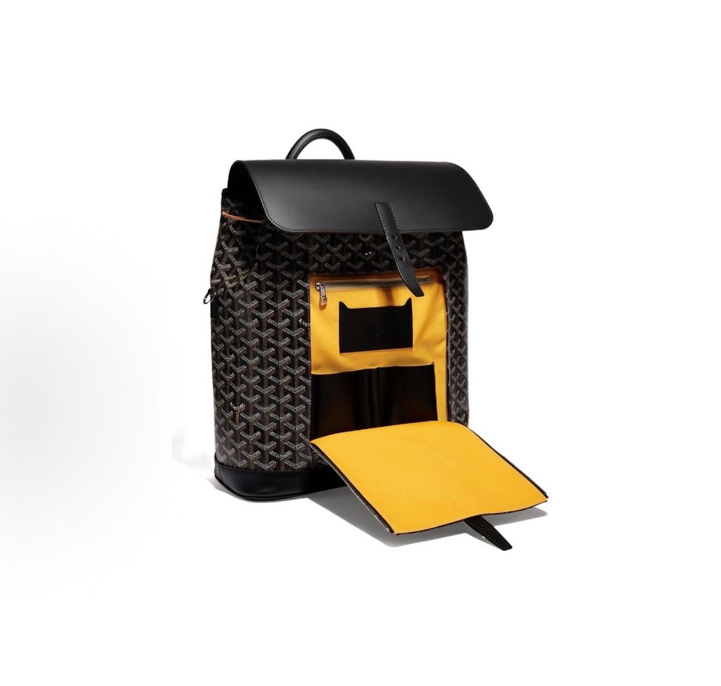 Goyard Alpin MM Backpack ALPIN2MMLTY01CL01P Black Goyardine canvas Goyard Alpin MM Black backpack Goyardine canvas Clamecy cowhide palladium hardware Goyard ALPIN2MMLTY01CL01P Black Alpin MM backpack 15 inch padded interior pocket