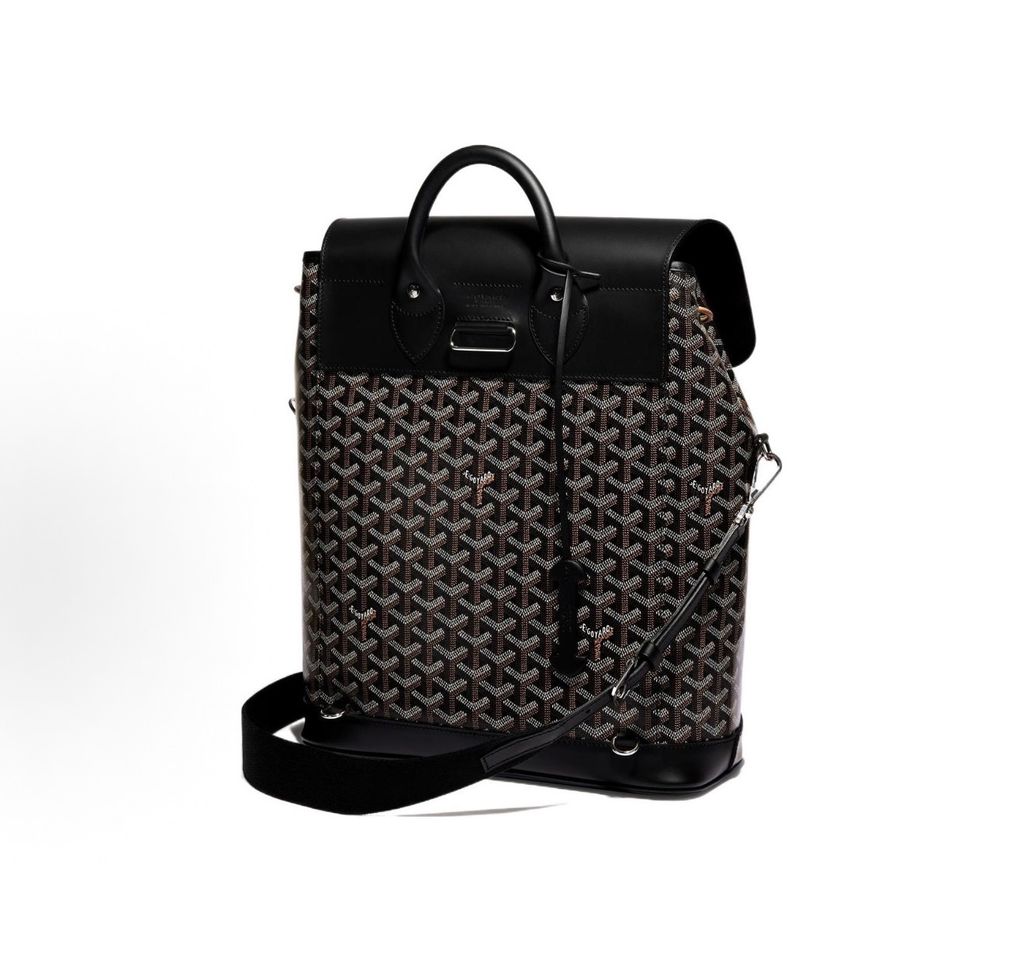 Goyard Alpin MM Backpack ALPIN2MMLTY01CL01P Black Goyardine canvas Goyard Alpin MM Black backpack Goyardine canvas Clamecy cowhide palladium hardware Goyard ALPIN2MMLTY01CL01P Black Alpin MM backpack 15 inch padded interior pocket
