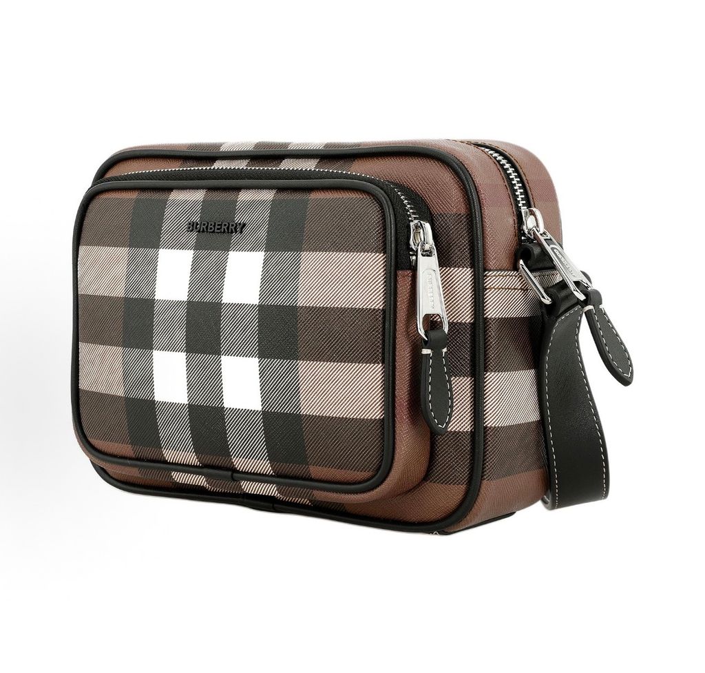 Burberry Paddy Check Crossbody Bag 80491451 Dark Birch Brown Burberry Paddy Bag Dark Birch Brown check men's messenger crossbody bag Burberry 80491451 Dark Birch Brown check leather trim shoulder bag