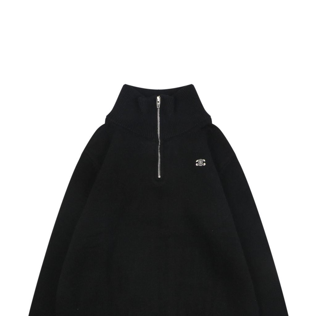 CELINE Fitted High-Neck Half-Zip Knitwear